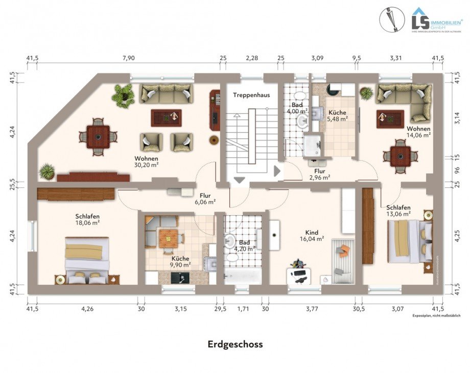 Grundriss EG und OG Mehrfamilienhaus Tangerh�tte