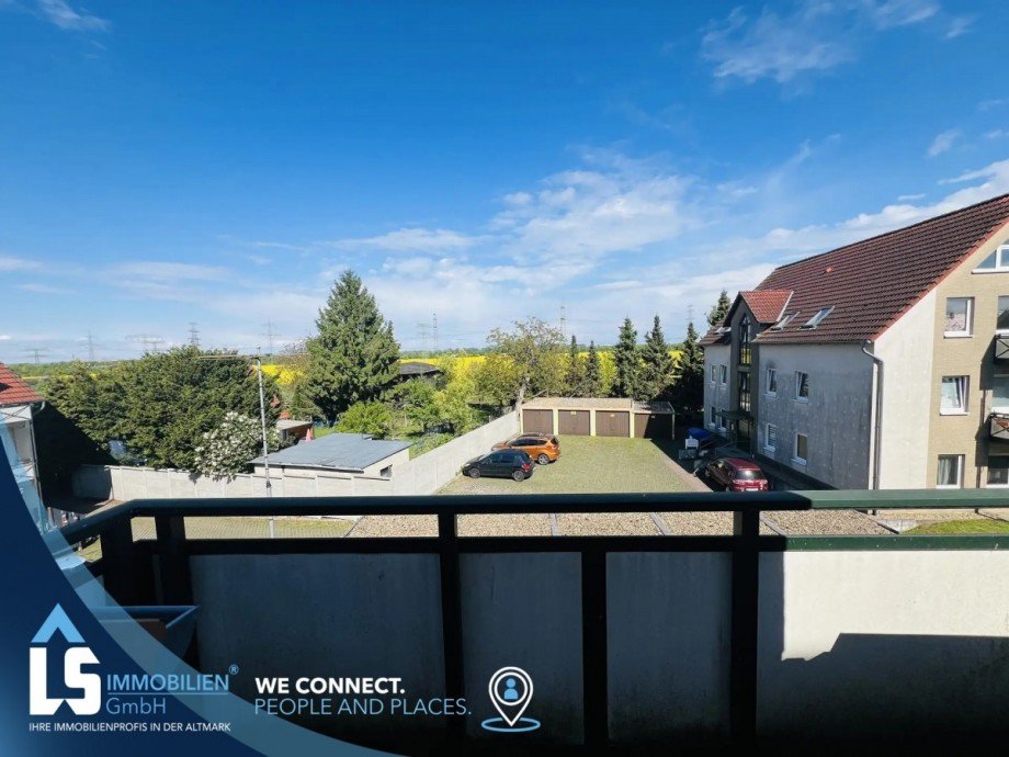 Aussicht vom Balkon Dachgeschosswohnung Dahlenwarsleben