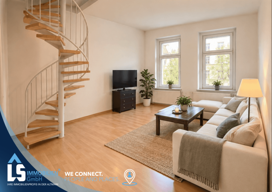 Wohnzimmer Maisonettewohnung Magdeburg
