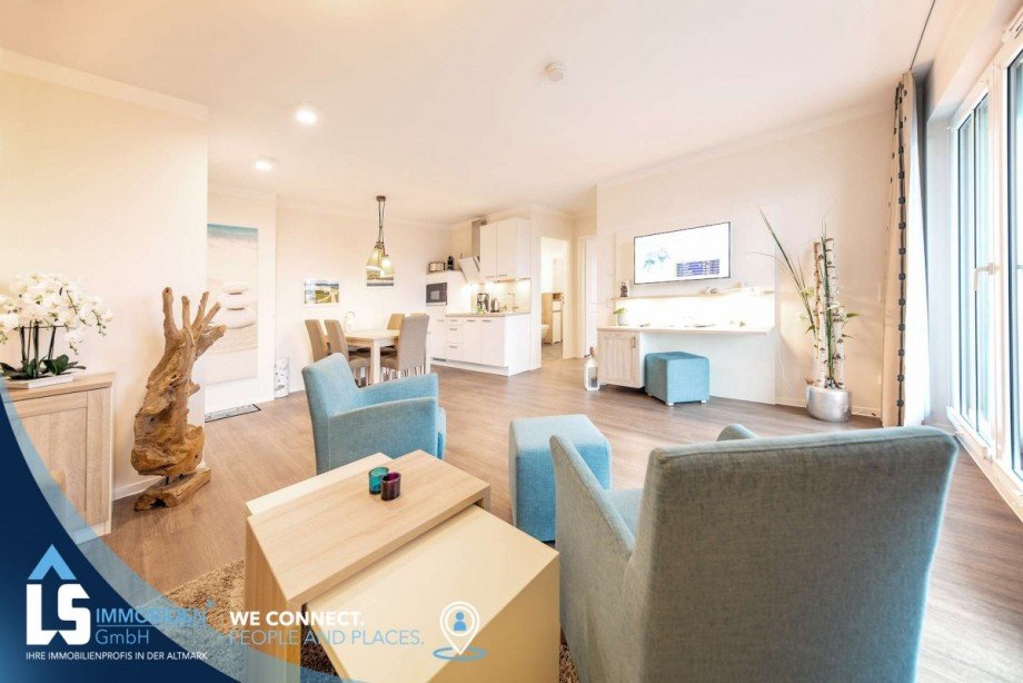 Wohnzimmer mit Essbereich Etagenwohnung B�rgerende-Rethwisch