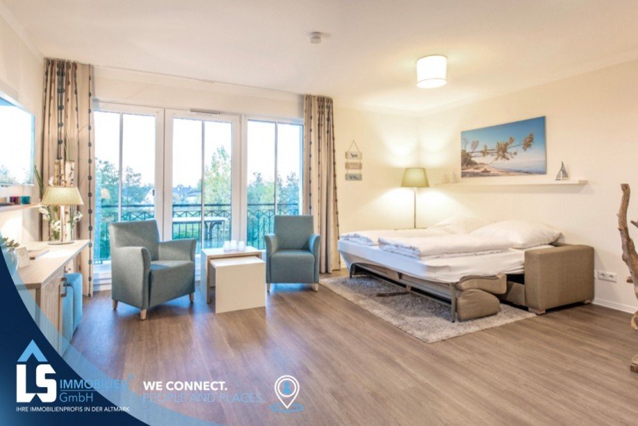 Schlafcouch 1,60 m x 2,00 m im Wohnzimmer Etagenwohnung B�rgerende-Rethwisch