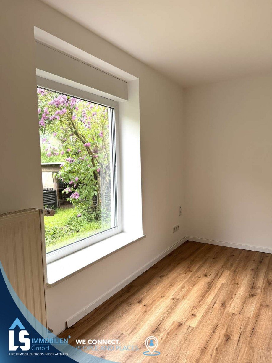 Ausblick aus dem Wohnzimmer Bungalow Stendal